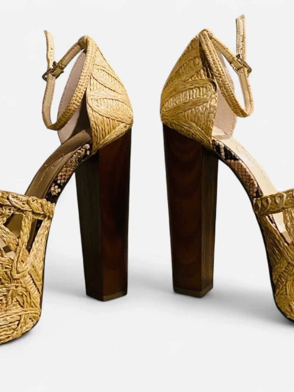 Jessica Simpson Gold Braided Floral Platform Sandals